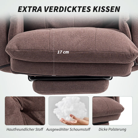 Rootz Office Chair - Rollable Upholstered Chair - Adjustable Armchair - Height Adjustable for Comfort - 80cm x 77cm x 108-116cm - Coffee Brown