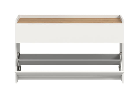 Rootz Shoe Cabinet - Footwear Storage - Shoe Organizer - Sustainably Made - 61x110x32cm - White & Artisan Brown Imitation