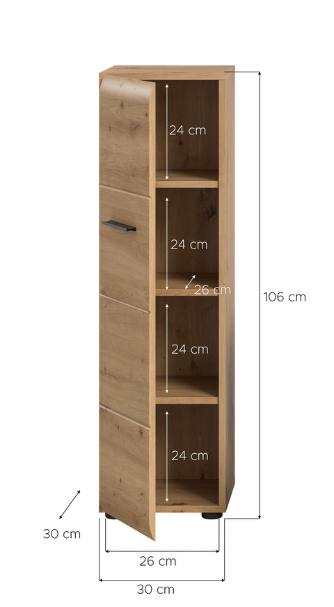 Rootz Storage Unit - Cabinet - Organizer - High-Quality MDF - Easy Assembly - 30x106x30 cm