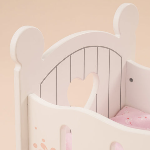 Rootz Baby Wooden Doll Crib - Doll Bed - Doll Cradle - Safety Material - Easy to Assemble - Cute Design - 53.5 x 34 x 32 cm