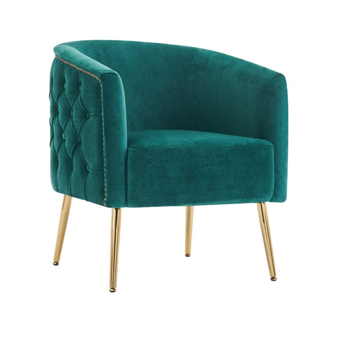 Rootz Stylish Reading Chair - Bucket Chair - Armchair - High-Density Foam Comfort - 65.27L x 64.77W x 73.66H cm - Dark Green Luxury Design