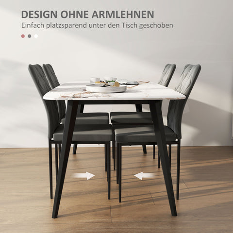 Rootz 4 Set Dining Room Chairs - Velvet-Look Upholstered - Modern Dining Room Chairs - Ergonomic Comfort - 42x58x95cm - Grey
