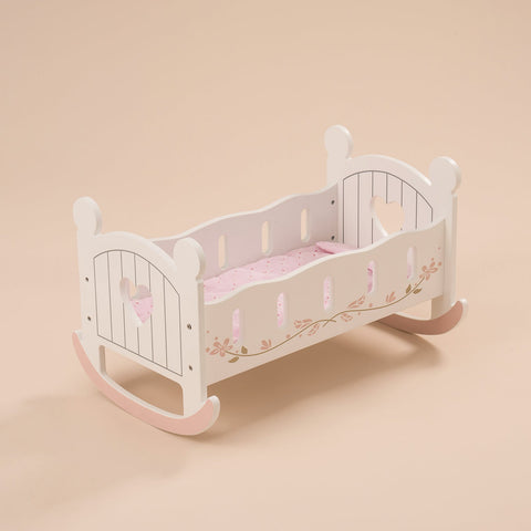 Rootz Baby Wooden Doll Crib - Doll Bed - Doll Cradle - Safety Material - Easy to Assemble - Cute Design - 53.5 x 34 x 32 cm