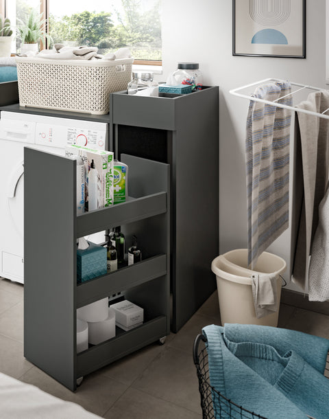 Rootz Add-On Shelf - Storage Solution - Organizer - Easy-Care Surface - 29x101x60 cm Grey Imitation