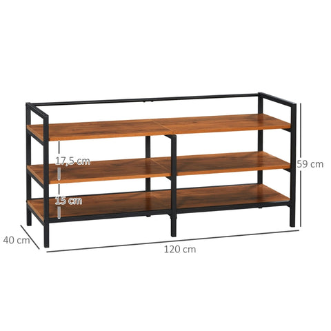 Rootz Industrial Design TV Stand - Lowboard - Media Console - Spacious Surface - Ample Storage - Durable Steel Frame - 120cm x 40cm x 59cm