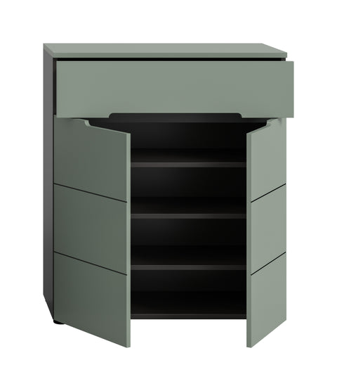 Rootz Shoe Cabinet - Footwear Storage - Shoe Organizer - Green Finish - Space Saver - 94x80x37 cm