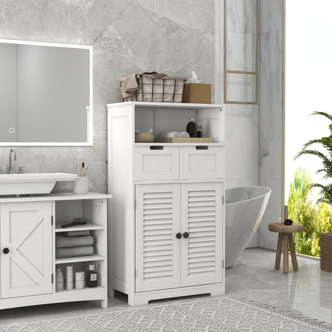 Rootz Bathroom Cabinet - Storage Organizer - Space Saver - Height-Adjustable Shelf - 61 x 30.5 x 109.5 cm - White MDF