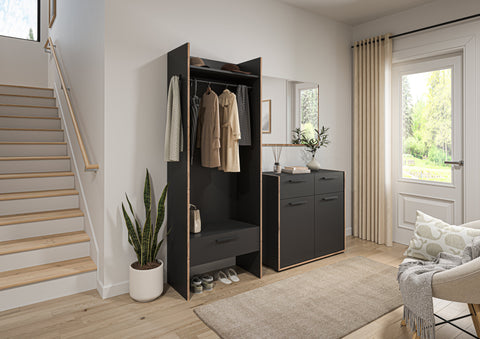 Rootz Wardrobe Combination - Closet Ensemble - Storage Unit - Durable Chipboard - 180x189x37 cm
