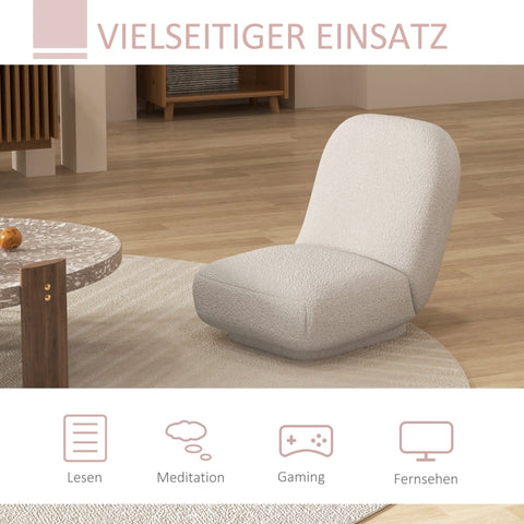 Rootz Floor Chair - Gaming Chair - Reading Chair - Ultimate Comfort - Versatile Use - Stylish Design - 56cm x 76.5cm x 66cm - Lambswool Look - White