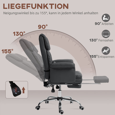 Rootz Office Chair - Ergonomic Swivel - Adjustable Chair - Lumbar Support - Black Synthetic Leather - 69cm x 110cm x 85-93cm