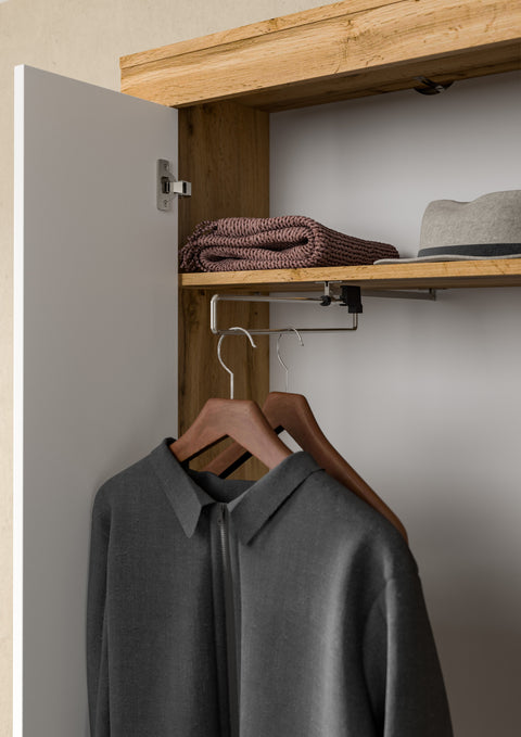 Rootz Wardrobe - Coat Closet - Entryway Organizer - Ample Storage - 64x191x35 cm - White and Brown