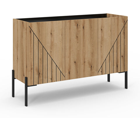 Rootz Sideboard - Storage Cabinet -Brown and Black - Easy-Care Surfaces - 120cm x 81cm x 40cm