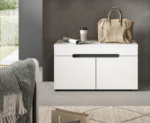 Rootz White Imitation Leather Bench - Entryway Seating - Shoe Storage - Durable Design - 80cm x 45cm x 37cm