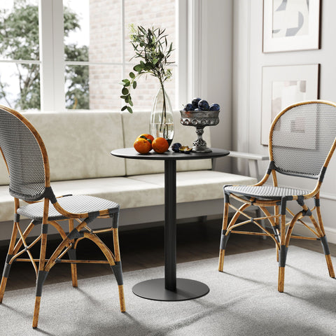 Rootz Round Dining Table - Bistro Table - Outdoor Table - Durable Steel - Ø60cm x 72cm - Black