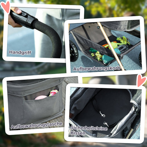 Rootz 3-in-1 Foldable Pet Trolley - Dog Car - Animal Carrier - Durable Oxford Fabric - 76cm x 50cm x 102cm