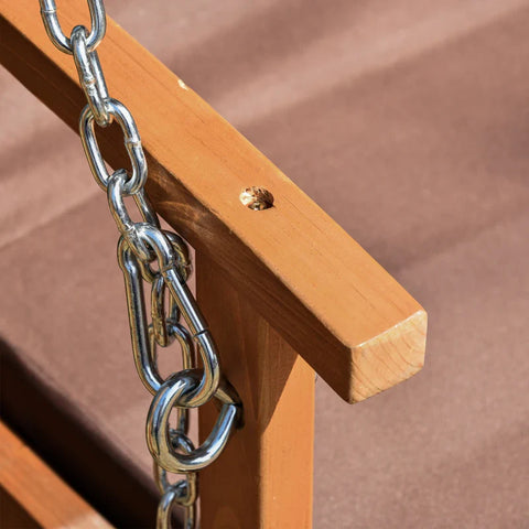 Rootz Hollywood Swing - Real Wood Garden Swing - Swing Bench - Reclining Function - Made Of Fir Wood - For 3 People - Natural + Brown - 235L x 130W x 180H cm