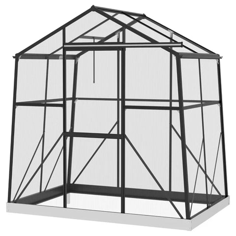 Rootz Greenhouse -  Film Greenhouse - Cold Frame - Weather Resistant - Aluminum Alloy - Polycarbonate - Black - 192 x 131 x 203 cm