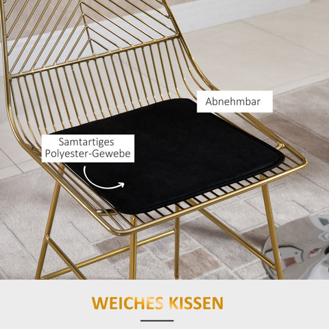 Rootz Bar Stools Set of 2 - Counter Height - Velvet Cushions - Geometric Metal Design - 120kg Load Capacity - 46cm x 56cm x 95cm