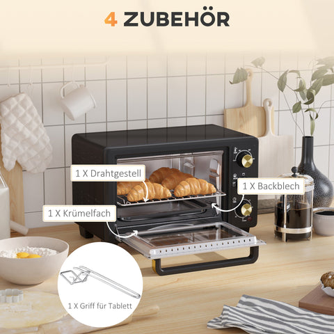 Rootz Mini Oven - Toaster Oven - Compact Cooker - 60-Min Timer - 44cm x 32cm x 28.1cm - Perfect for Small Kitchens and Studio Apartments