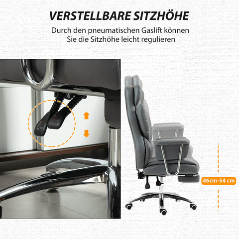 Rootz Ergonomic Office Chair - Swivel Chair - Adjustable Computer Chair - With Footrest & Tilt - 74cm x 65cm x 120-128cm