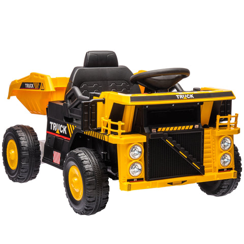 Rootz Electric Dump Truck Ride-On Car - Children's Vehicle - Kids Tractor - Tilting Load Area - Lights & Music - 97cm x 63cm x 53cm