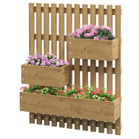Rootz Wall Flower Boxes - Vertical Planter - Spruce Wood - Space-Saving Design - 60cm x 16cm x 80cm