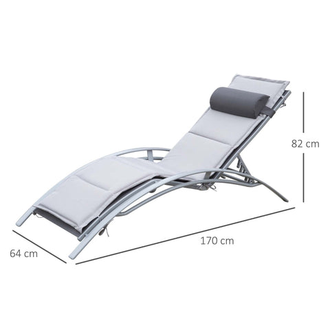 Rootz ligstoel - tuinligstoel - buitenfauteuil - ultiem comfort - 4-voudig verstelbare rugleuning - weerbestendige textielhoes - 170 cm x 64 cm x 82 cm - aluminium uitvoering