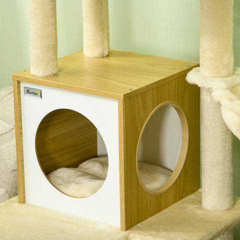 Rootz Cat Tree Scratching Post - Cat Cave - Multi-Level Cat Tower - Ultimate Comfort - Sisal Rope - 48.5cm x 48.5cm x 141.5cm