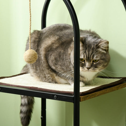 Rootz Cat Scratching Post Tree - Climbing Paradise - Cat House - Jute Rope Scratching Posts - Hanging Play Ball - 80cm x 40cm x 118.5cm