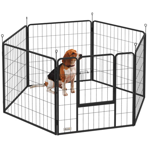 Rootz Dog Fence - Pet Enclosure - 6 Panel Playpen - Foldable & Durable Steel - Rectangle 160x80x80cm - Ideal for Puppies & Medium Dogs