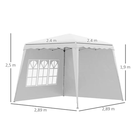 Rootz Folding Gazebo - Pop Up Pavillion - Folding Pavilion - Including Star - Carry Bag - Weatherproof - Steel-Oxford - White - 240 X 240 X 250 Cm