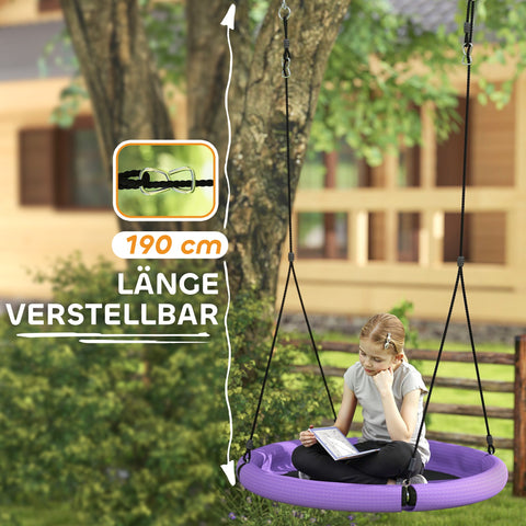 Rootz Nestscarkel Round Garden Swing - Children's Swing - Basket Swing - 150kg Capacity - Ø98 x 190h cm