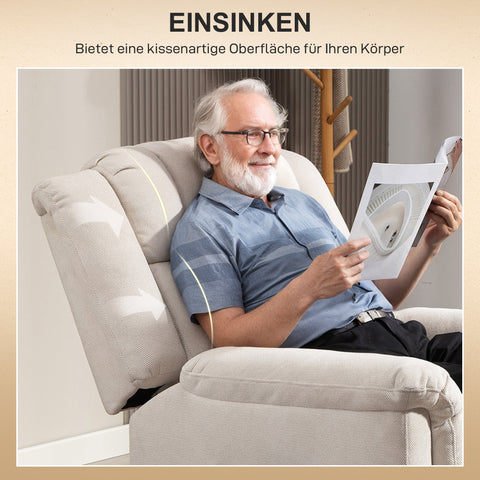 Rootz Powerlift Armchair - Massage Chair - Reclining Armchair - Heat Function - Brown Chenille - 85cm x 91cm x 104cm