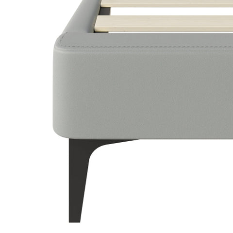 Rootz Gray Upholstered Bed - Elegant Bed Frame - Easy-Clean PU - Supports 300kg - 203L x 168W x 107.5H cm - Modern Design