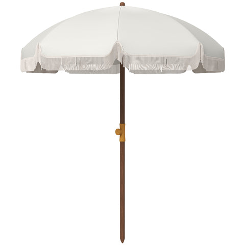 Rootz Beach Sunshield Parasol - Outdoor Umbrella - UV Protection - Stylish Fringes - 8 Robust Ribs - Ø1.9 x 2.1h m