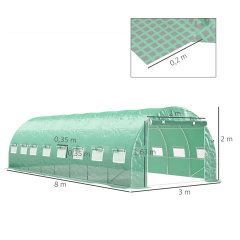 Rootz Garden Tunnel Greenhouse - Plant House - Gardening Shelter - Protects Plants - 800cm x 300cm x 200cm