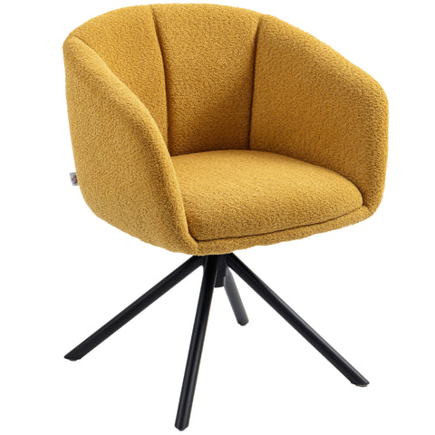 Rootz Yellow Upholstered Armchair - Rotatable Relax Chair - Cozy Comfortable Seat - Supports Up to 120kg - 58.5cm x 78.5cm