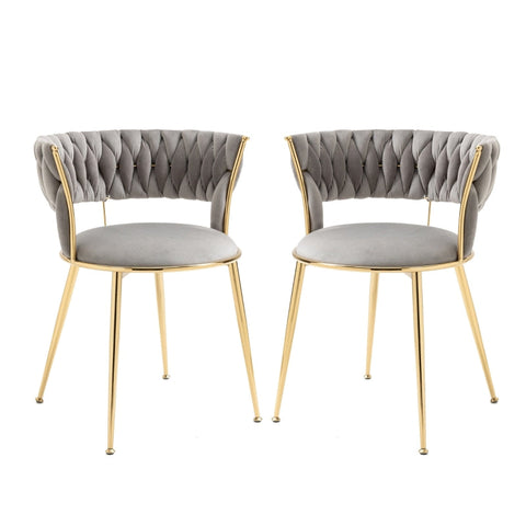 Rootz Velvet Dining Chairs Set - Elegant Velvet Seating - Padded Comfortable Chairs - Solid Structure - 57cm x 55cm x 70cm