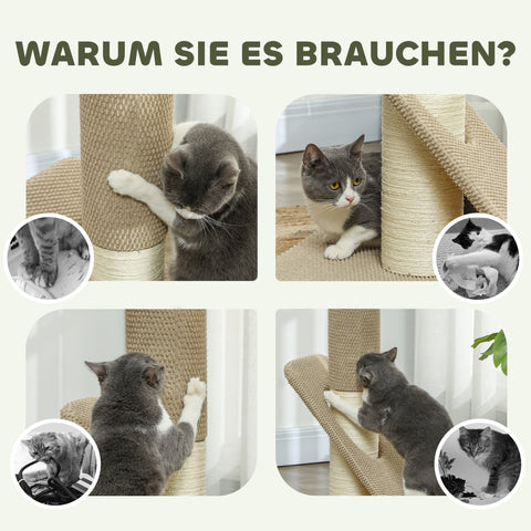 Rootz Cat Scratching Post - Activity Center - Furniture Protector - Solid Chipboard - 48cm x 48cm x 84cm