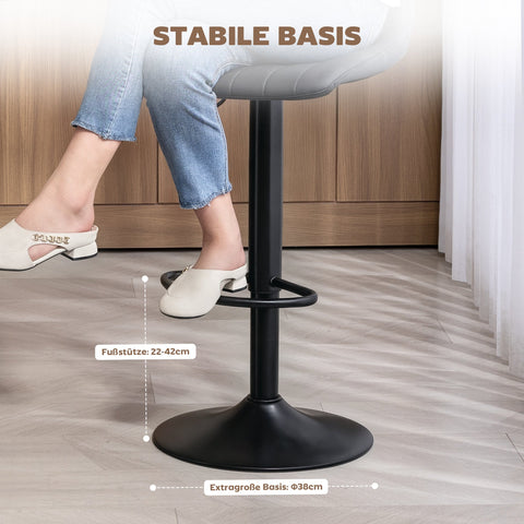 Rootz Bar Stool Set of 2 - Retro Bar Chairs - Adjustable Counter Stools - Swivel Kitchen Stools - Comfort with Footrest - 43x49.5x111cm