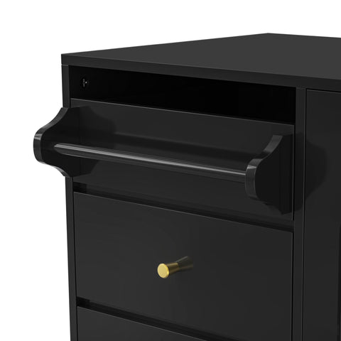 Rootz Black Sideboard Storage Cabinet - Towel Holder - Kitchen Buffet - Spacious Design - 120cm x 40cm x 75.5cm