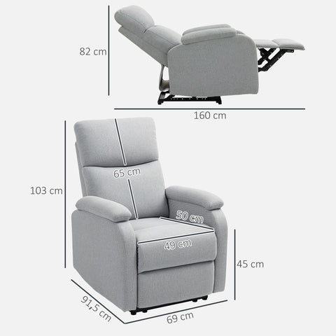Rootz Recliner Armchair - Relaxation Chair - Upholstered Armchair - Optimal Comfort - 69cm x 91.5cm x 103cm (Upright Dimensions)