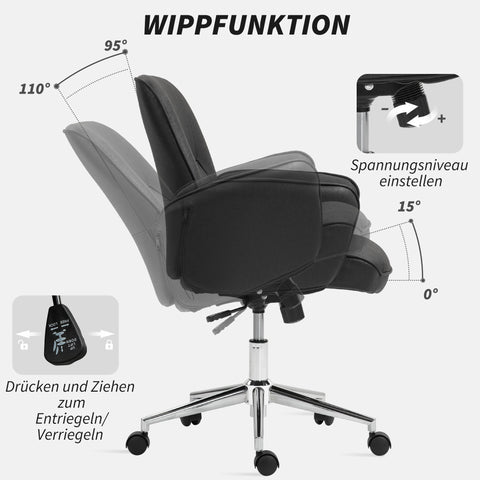 Rootz Office Chair - Ergonomic Desk Chair - Breathable Seating - Height Adjustable for Comfort - 67cm x 69cm x 92-102cm - Black