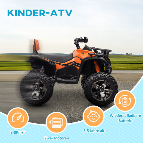 Rootz 12V Children's Quad Vehicle - Kids Electric Ride-On - Orange ATV - MP3 Player - Safe Adventures - 100cm x 65cm x 73cm