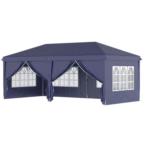 Rootz Folding Gazebo - Pop-Up Canopy - Outdoor Shelter - Durable Steel Frame - Easy Assembly - Versatile Design - 585cm x 295cm - Blue