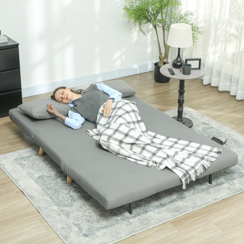 Rootz 2-Seater Sofa - Relax Sofa - Couch with Sleep Function - Velvet Optics, Incl. 2 Pillows, 130 x 78 x 79 cm, Grey