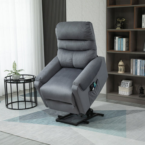 Rootz Power Lift Recliner Chair - Senior Friendly - Electric TV Recliner - Vibration Massage - Heating Pads - Dark Gray - 79cm x 97cm x 103cm