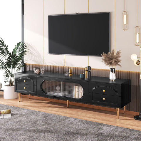 Rootz Lowboard Living Room TV Cabinet - TV Stand - Entertainment Unit - Spacious Storage - 175cm x 35cm x 45cm