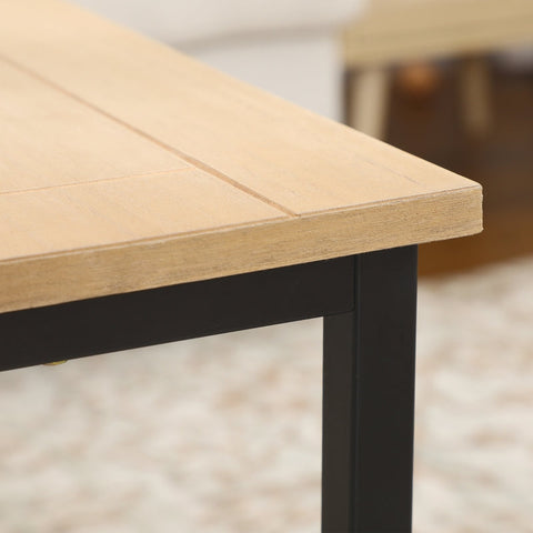 Rootz Retro Coffee Table - Elegant Side Table - Stylish Living Room Table - Natural Fir Wood & Iron - 70cm x 70cm x 45cm - Strong Support - Generous Table Top - Floor Protection