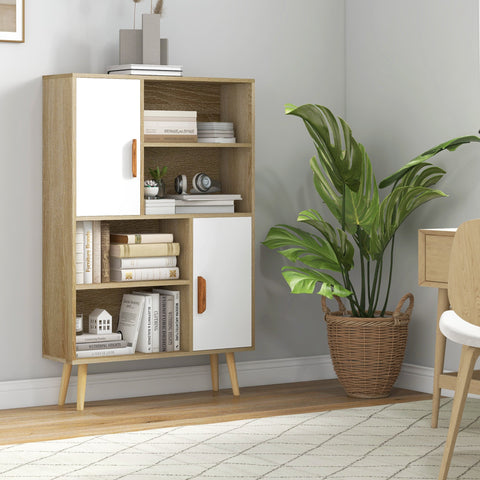 Rootz Scandinavian Bookshelf - Storage Shelf - Book Organizer - Nordic Design - 80L x 24B x 123H cm - Solid Pine Inclined Feet